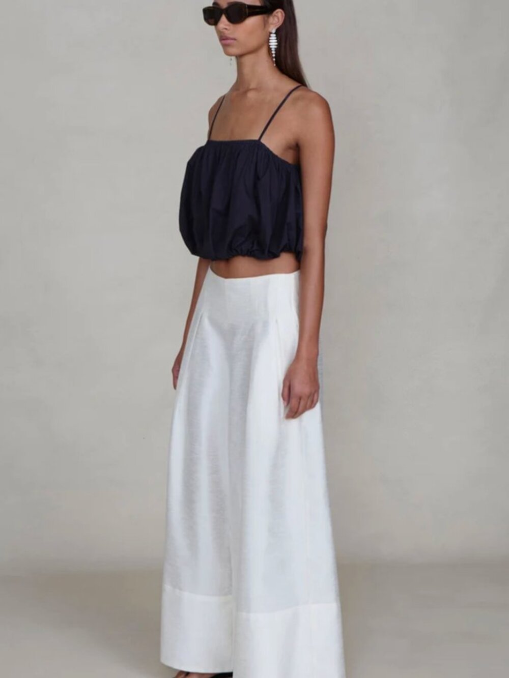 Chan Luu Dupioni Ultra Wide Leg Trouser White